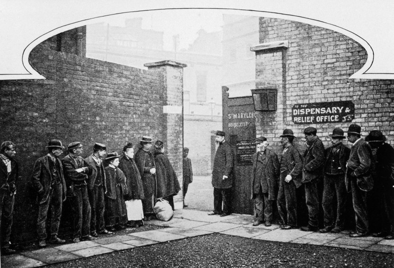 L0027183 People queuing at S. Marylebone workhouse circa 1900